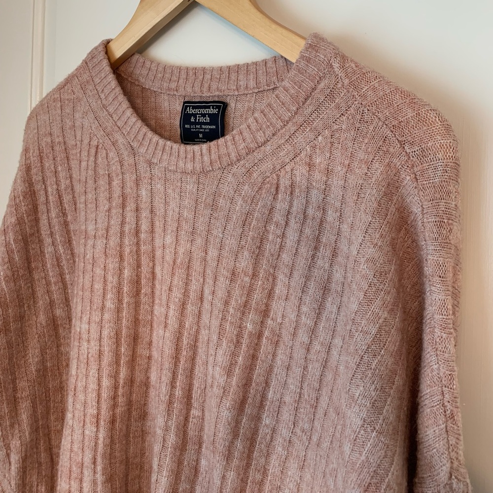 Abercrombie & Fitch Ribbed Sweater in Heather Pink - Picture 7 of 11